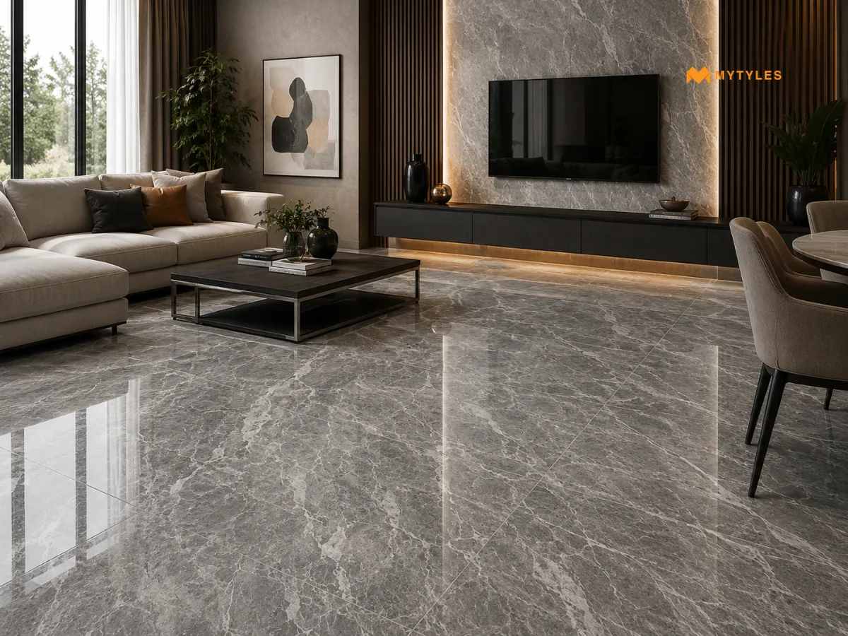 Grey Granite Tile in Living Room
